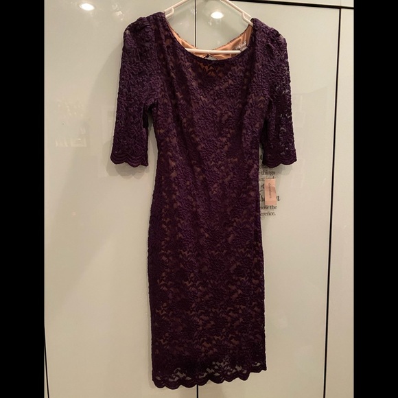 ROZ & ALI lace purple elegant stylish dress/size 4 - Picture 1 of 11